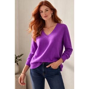 Alex Marie Cashmere Purple V-neck Sweater  XL